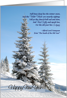 New Year, Snow on Conifers, Poem by Tennyson card