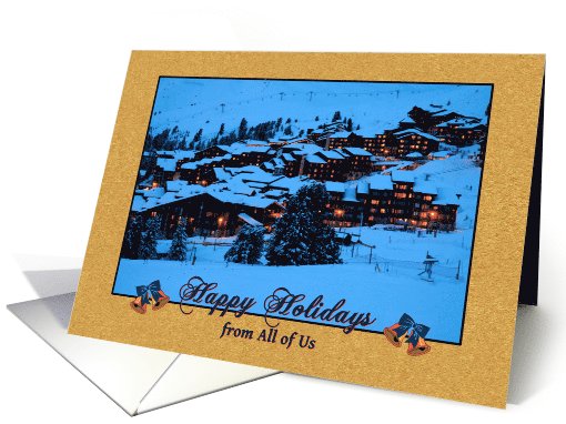Happy Holidays, from All of Us, ski resort at night card (873289)