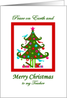 Christmas Tree card for Teacher, Peace on Earth card