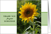 Thank You for Donation, in memory, sunflower card