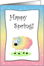 Cute Cartoon Sheep, Happy Spring Card