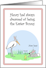 Whimsical Cute Wood Stork, Easter Bunny, Baby Chick Card