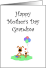 Dogs Holding Hands, Grandma & Pup, Balloons, Happy Mother’s Day Card