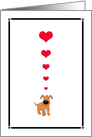 Cartoon Puppy Dog & Hearts, Adore You, Romantic Flirty Card