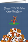 Cute Puppy Dog, Sports, Granddaughter 13th Birthday Card