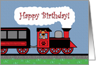 Train, Puppy Dog, Happy Birthday Card