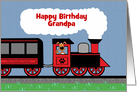 Custom Front, Puppy Dog in Train, Happy Birthday Card