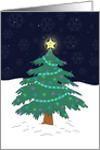 Merry Christmas, Cute Christmas Tree with Smiling Star card