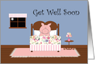 Whimsical Pig Sick in Bed Get Well Soon Card