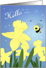 Thinking Of You, Daffodils, Cute Cartoon Bee card