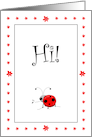 Ladybug, Music Note, Cute Cartoon, Hi, Hello Note Card