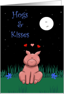 Miss you, Hogs & Kisses, Cute Pig Card