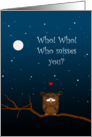 Miss you, Cute Sad Owl Card