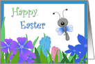 Happy Easter, Dragonfly, Colorful Flowers card