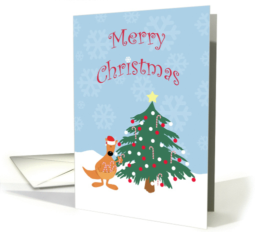 Kangaroo in Santa Hat - Candycanes - Merry Christmas card (1005807)