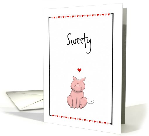 Cute Pig Valentine's Day - Hearts card (1007765)