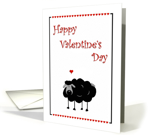 Cute Black Sheep Valentine's Day - Hearts card (1007897)