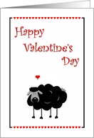 Cute Black Sheep Valentine’s Day - Hearts card