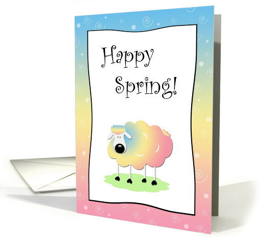 Cute Cartoon Sheep, Happy Spring card (1050395)