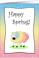 Cute Cartoon Sheep, Happy Spring Card