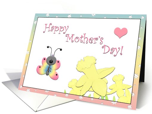Cute Butterfly, Daffodil, Heart, Mother's Day card (1056513)