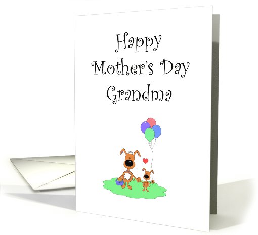 Dogs Holding Hands, Grandma & Pup, Balloons, Happy Mother's Day card