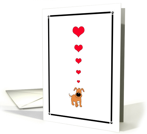 Cartoon Puppy Dog & Hearts, Adore You, Romantic Flirty card (1065593)