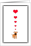 Cartoon Puppy Dog & Hearts, Adore You, Romantic Flirty Card