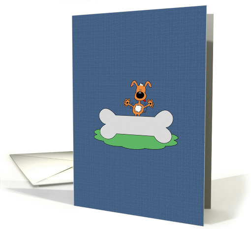 Cartoon Puppy Dog Excited About Bone, Happy Birthday card (1069855)