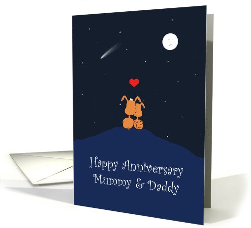 Puppy Dog Couple, Moon, Stars, Heart, Happy Anniversary... (1070023)