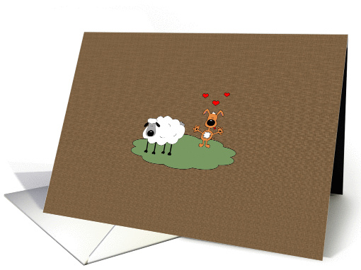 Sheep & Puppy Dog, Hearts, I Love Ewe card (1073402)