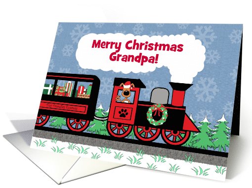 Custom Front, Puppy Dog in Train, Presents, Christmas card (1074588)