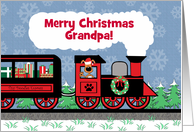 Custom Front, Puppy Dog in Train, Presents, Christmas Card