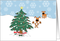Merry Christmas, Puppy Dogs, Christmas Tree, Presents, Bones, Snow card