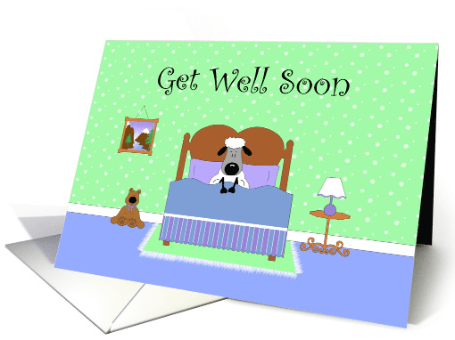 Sheep Sick In Bed, Cute Get Well Soon card (1474536)
