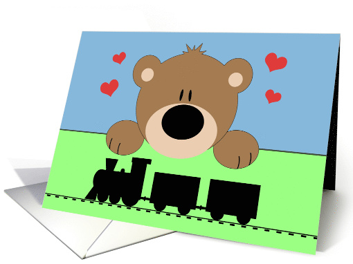 Cute Bear With Train Happy Birthday card (1474538)