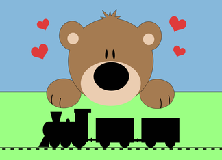Cute Bear With Train...