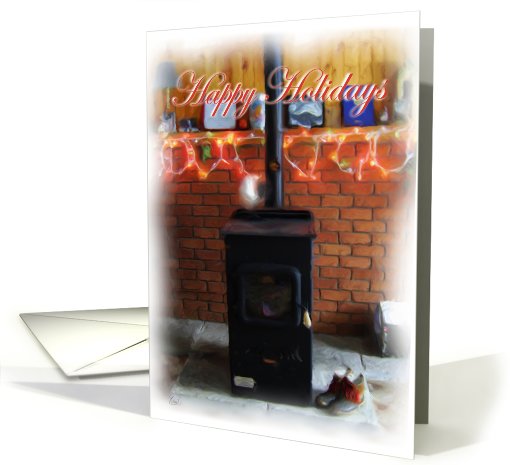 Happy Holidays, Fireplace Christmas Lights card (678835)