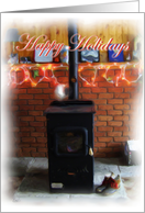 Happy Holidays, Fireplace Christmas Lights card