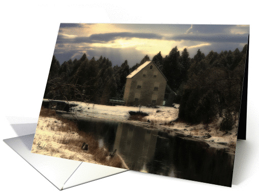 Winter Cottage Landscape, Blank Inside card (937693)