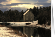 Winter Cottage Landscape, Blank Inside card