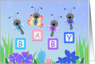 Cute Baby Shower Card, Dragonflies, Butterflies card