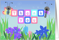 Cute Gift Thank You Card, Dragonflies, Butterflies card