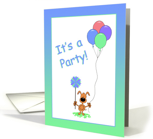 Puppy Dog Party Invitation, Balloons, Pinwheel card (942575)