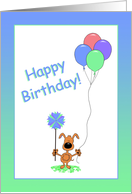 Puppy Dog Happy Birthday Card, Balloons, Pinwheel card