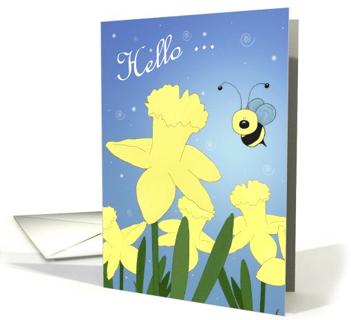 Thinking Of You, Daffodils, Cute Cartoon Bee card (942847)