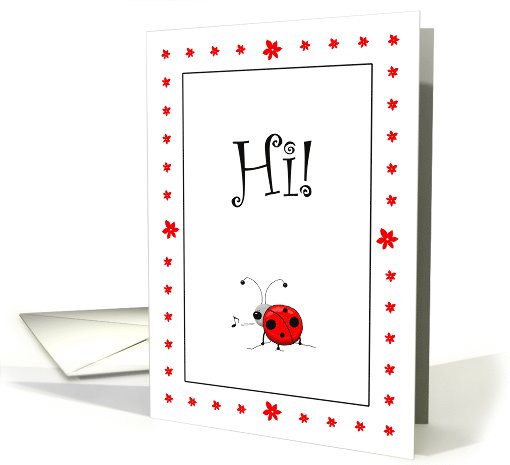 Ladybug, Music Note, Cute Cartoon, Hi, Hello Note card (943078)