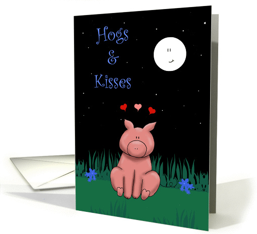 Miss you, Hogs & Kisses, Cute Pig card (947133)