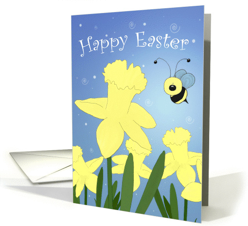 Happy Easter Bumble Bee, Daffodils card (959509)