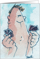Man Playing Cards, illustration card